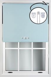 Furnished Duck Egg Blue Blackout Roller Blinds with Triple Square Eyelets & Metal Fittings - Size: 45 cm width x 165 cm drop - thumbnail 1