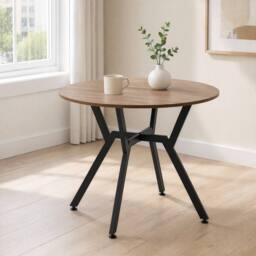 STILVORA Dining Table 90cm with wooden structure brown