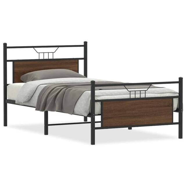 Berkfield Home Bed Frame without Mattress Brown Oak 100x200 cm Engineered Wood - image 1