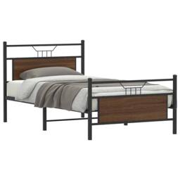 Berkfield Home Bed Frame without Mattress Brown Oak 100x200 cm Engineered Wood - thumbnail 2