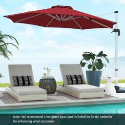 Costway 325cm Outdoor Patio Umbrella Round Cantilever Umbrella w/360° Rotation in Red - thumbnail 3