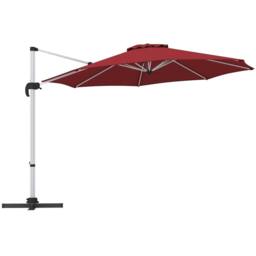 Costway 325cm Outdoor Patio Umbrella Round Cantilever Umbrella w/360° Rotation in Red - thumbnail 5