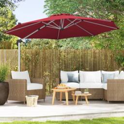 Costway 325cm Outdoor Patio Umbrella Round Cantilever Umbrella w/360° Rotation in Red - thumbnail 9