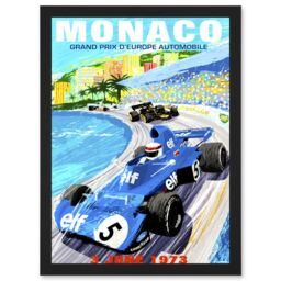 Artery8 Advert Motor Sport Monaco Grand Prix 1973 A4 Artwork Framed Wall Art Print in Black - thumbnail 1