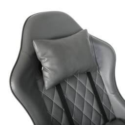 Levede Office Desk Chair PU Gaming Recliner Adjustable Height Swivel in Grey - thumbnail 6