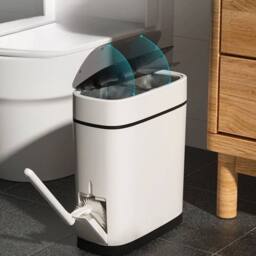 KORVIXA 15cm Narrow Bathroom Gap Trash Can in White - Size: 0.6m2 - thumbnail 5