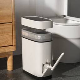 KORVIXA 15cm Narrow Bathroom Gap Trash Can in White - Size: 0.6m2 - thumbnail 3