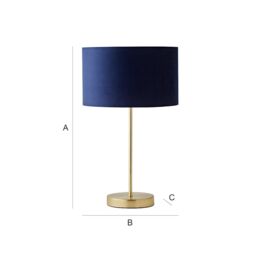 ValueLights Charlie Gold Stem Table Lamp with Velvet Drum with Gold Inner Lamp Shade in Dark Navy - thumbnail 8