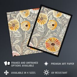 "Artery8 Rustic Marigold Flowers Blue Yellow Simple Floral Framed Art Print in Grey - Size: W12"" x H16""" - thumbnail 2