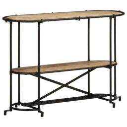 Berkfield Home Console Table 110x42x76 cm Solid Wood Rough Mango in Brown - Size: 110 x 42 x 76 cm - thumbnail 2