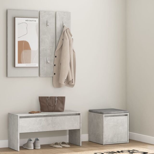 Berkfield Home Hallway Furniture Set Concrete Grey Engineered Wood - image 1
