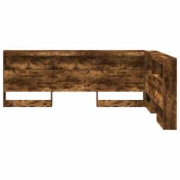 Berkfield Home Storage Headboard with Shelf Smoked oak 150 cm Engineered wood in Brown - thumbnail 6