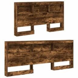 Berkfield Home Storage Headboard with Shelf Smoked oak 150 cm Engineered wood in Brown - thumbnail 5