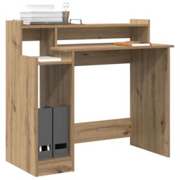 Berkfield Home Desk with Desk Lamps with Shelf with Storage Artisan oak Engineered wood in Brown - thumbnail 3