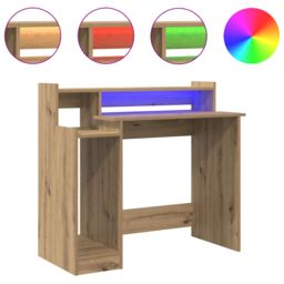 Berkfield Home Desk with Desk Lamps with Shelf with Storage Artisan oak Engineered wood in Brown - thumbnail 4