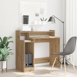 Berkfield Home Desk with Desk Lamps with Shelf with Storage Artisan oak Engineered wood in Brown - thumbnail 1