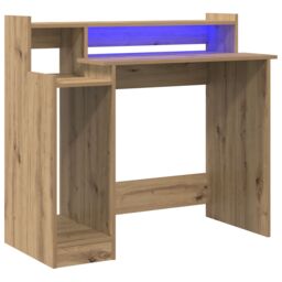 Berkfield Home Desk with Desk Lamps with Shelf with Storage Artisan oak Engineered wood in Brown - thumbnail 2