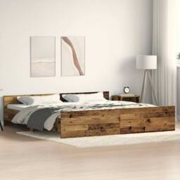 Berkfield Home Bed Frame Old Wood 200x200 cm Engineered Wood in Brown - thumbnail 2