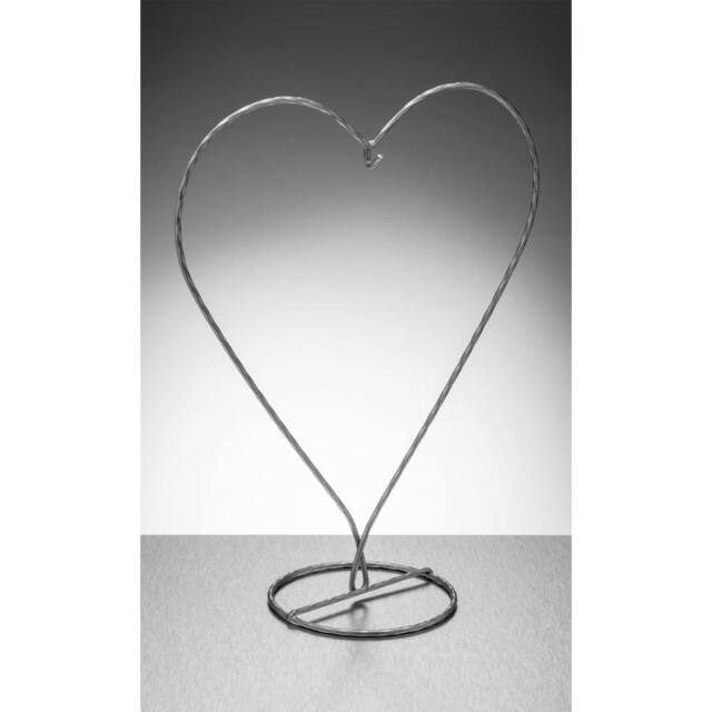 Sienna Glass Heart Shaped Metal Ornament Stand Silver in Metallic Silver - image 1