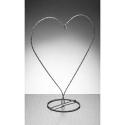 Sienna Glass Heart Shaped Metal Ornament Stand Silver in Metallic Silver - thumbnail 1