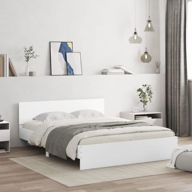 Berkfield Home Bed Frame with LED without Mattress White 160x200 cm - image 1