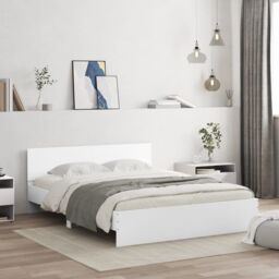 Berkfield Home Bed Frame with LED without Mattress White 160x200 cm - thumbnail 1