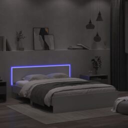 Berkfield Home Bed Frame with LED without Mattress White 160x200 cm - thumbnail 4