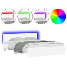 Berkfield Home Bed Frame with LED without Mattress White 160x200 cm - thumbnail 2