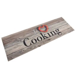 Berkfield Home Kitchen Rug Washable Cooking Grey 60x180 cm Velvet