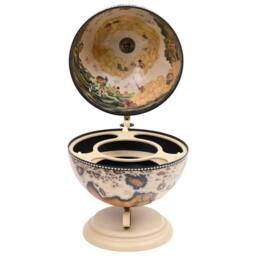 Berkfield Home Tabletop Globe Bar Wine Stand Eucalyptus Wood White in Cream - thumbnail 4