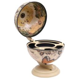 Berkfield Home Tabletop Globe Bar Wine Stand Eucalyptus Wood White in Cream - thumbnail 2