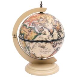 Berkfield Home Tabletop Globe Bar Wine Stand Eucalyptus Wood White in Cream - thumbnail 3
