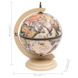 Berkfield Home Tabletop Globe Bar Wine Stand Eucalyptus Wood White in Cream - thumbnail 8