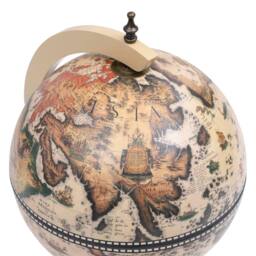 Berkfield Home Tabletop Globe Bar Wine Stand Eucalyptus Wood White in Cream - thumbnail 5
