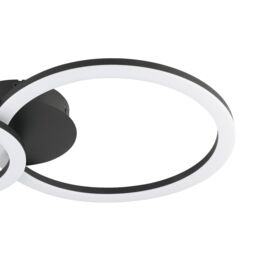 Eglo Parrapos-Z Modern Black Steel Smart Control, Colour Changing Ceiling Light, (W) 30cm - thumbnail 2