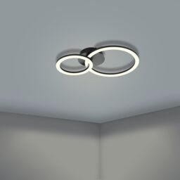 Eglo Parrapos-Z Modern Black Steel Smart Control, Colour Changing Ceiling Light, (W) 30cm - thumbnail 1