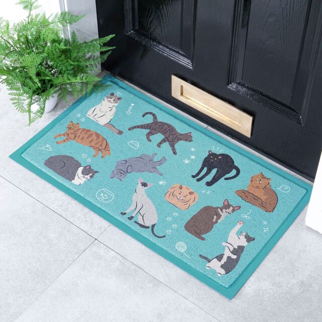 Artsy Mats Cats Doormat (70 x 40cm) in White - Size: 40 cm x 70 cm - image 1