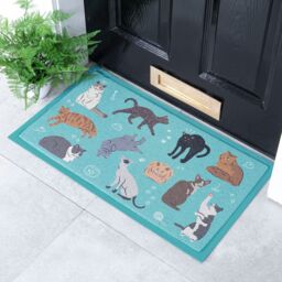 Artsy Mats Cats Doormat (70 x 40cm) in White - Size: 40 cm x 70 cm - thumbnail 1