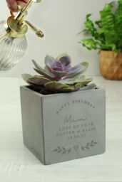 Personalised Memento Company Personalised Free Text Concrete Plant Pot in Grey - Size: Small - thumbnail 1