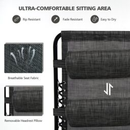 Costway Set of 2 Folding Zero Gravity Chairs Outdoor Patio Recliners Removable Headrests in Grey - thumbnail 5