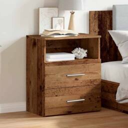Berkfield Home Stylish Bedside Cabinet Old Wood 50x32x60cm Engineered Wood in Brown - Size: 50 x 32 x 60 cm - thumbnail 1