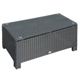 Wyld Haus Niyo Black Rattan Rectangular Outdoor Coffee Table Tempered Glass Top - thumbnail 2