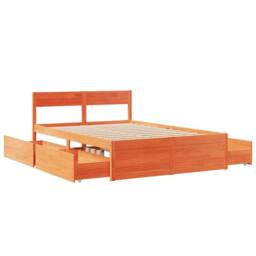 Berkfield Home Bed Frame without Mattress Wax Brown 135x190 cm Double Solid Wood Pine - thumbnail 7