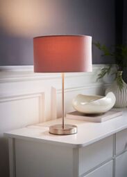 ValueLights Charlie Chrome Stem Table Lamp Light with Velvet Shade in Dusty Pink - Size: 10 inches - thumbnail 1