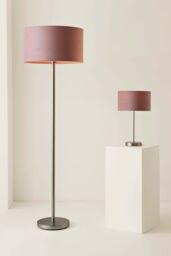 ValueLights Charlie Chrome Stem Table Lamp Light with Velvet Shade in Dusty Pink - Size: 10 inches - thumbnail 8