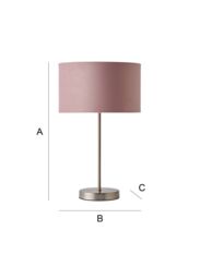 ValueLights Charlie Chrome Stem Table Lamp Light with Velvet Shade in Dusty Pink - Size: 10 inches - thumbnail 7