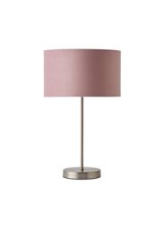 ValueLights Charlie Chrome Stem Table Lamp Light with Velvet Shade in Dusty Pink - Size: 10 inches - thumbnail 6
