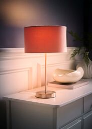 ValueLights Charlie Chrome Stem Table Lamp Light with Velvet Shade in Dusty Pink - Size: 10 inches - thumbnail 2