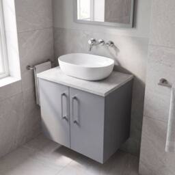 Balterley Level 600mm Wall Hung 2 Door Unit with Laminate Worktop - Satin Grey - thumbnail 3