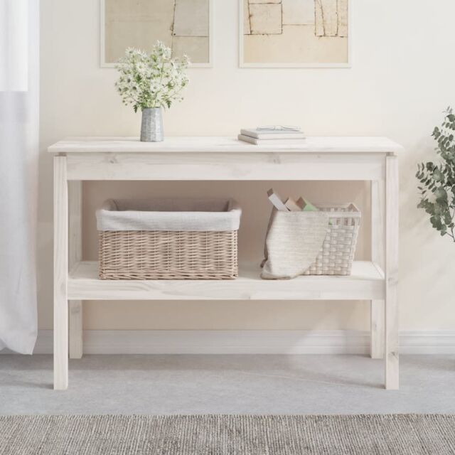 Berkfield Home Console Table White 110x40x75 cm Solid Wood Pine - Size: 110 x 40 x 75 cm - image 1